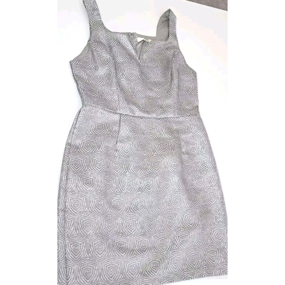 Ya Los Angeles Cocktail Dress Large Silver Metallic Sleeveless 32" L EUC